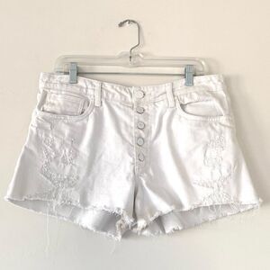 Kut from the Kloth White Distressed Jean Shorts sz 10 W 35 Boho Beach Festival